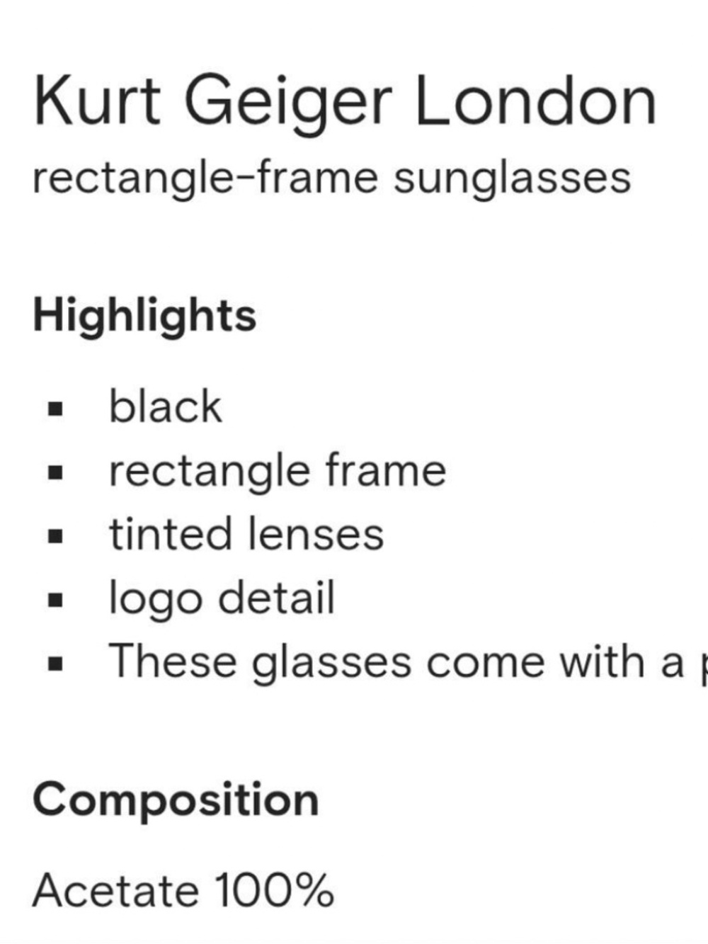 Kurt Geiger London Black Glitter Wayfarer Sunglasses - Picture 9 of 9